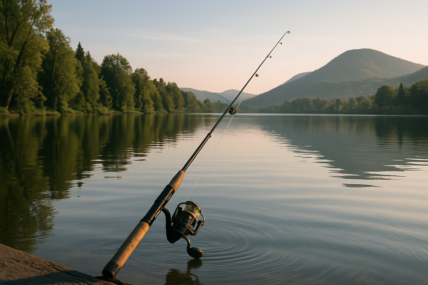 create me a lake with a fishing pole 